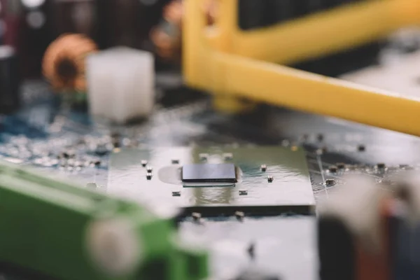 Digital circuit board with microchips and microprocessor — Stock Photo