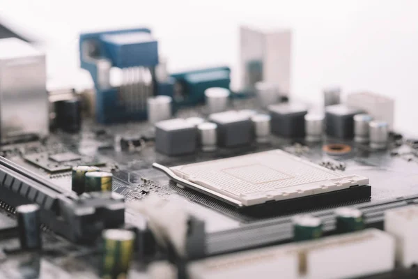 Typical desktop computer logic board close-up view — Stock Photo