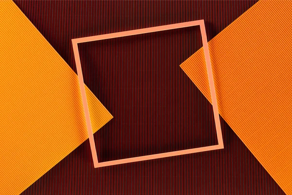 Вид зверху розташування барвистих паперових листів і фону рамки — стокове фото