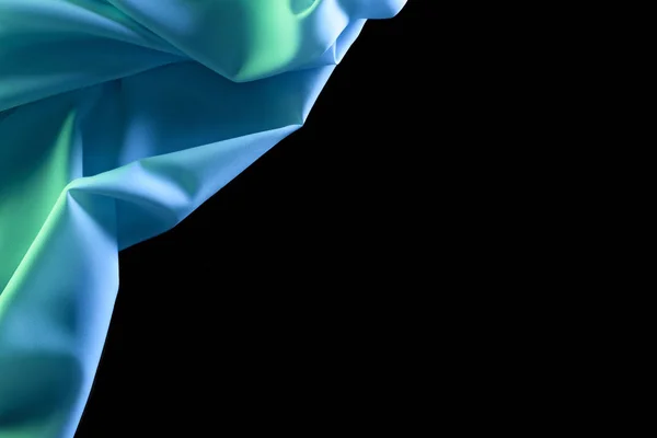 Тоноване зображення синьої м'якої шовкової тканини ізольовано на чорному фоні — стокове фото
