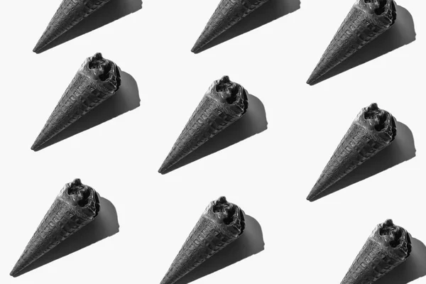 Top view of collection of black ice cream on white — Stock Photo