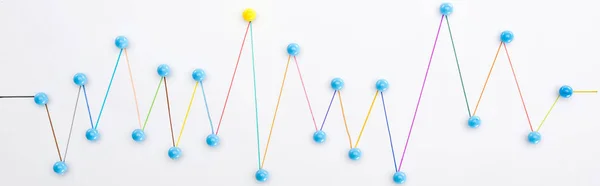 Top view of colorful connected drawn lines with pins, connection concept — Stock Photo