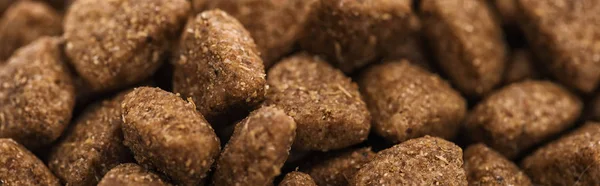 Close up view of fresh dry pet food, panoramic shot — Stock Photo