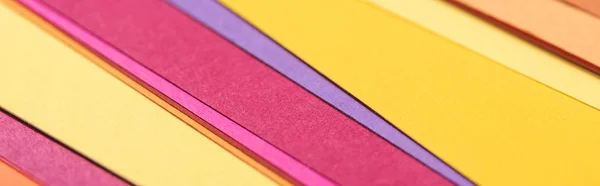 Panoramic shot of colorful, bright and blank papers — Stock Photo
