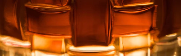 Close up view of brandy in textured glass, panoramic shot — Stock Photo