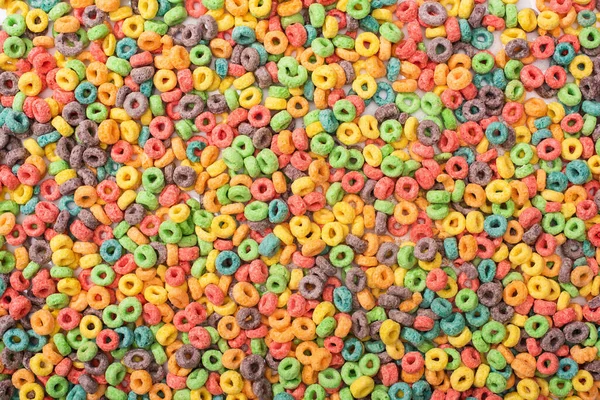 Top view of bright multicolored breakfast cereal — Stock Photo