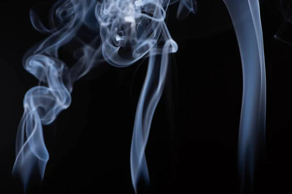 White flowing smoke on black background with copy space — Stock Photo