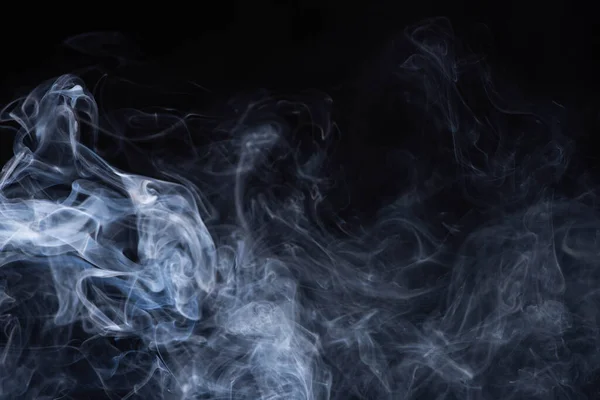 White flowing smoke cloud on black background with copy space — Stock Photo