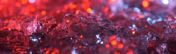 Close up view of abstract red and purple crystal textured background, panoramic shot — Stock Photo