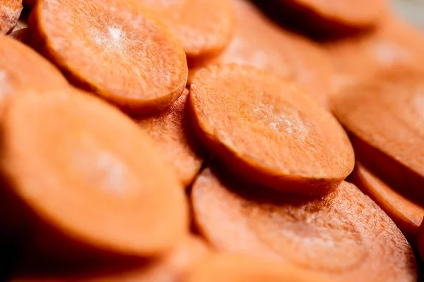 Close up view of fresh ripe carrot slices — Stock Photo