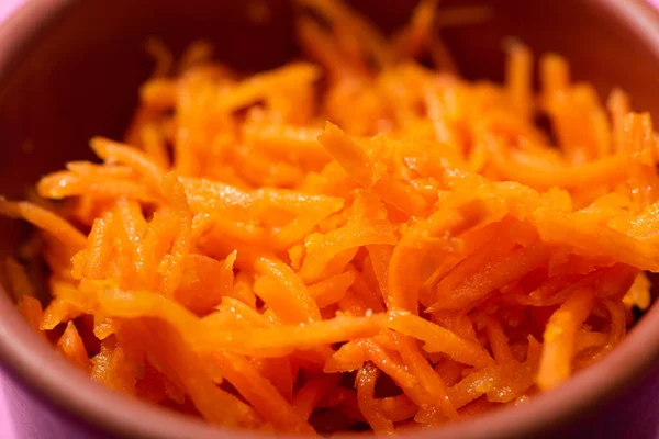 Close up of tasty carrot in bowl — Stock Photo