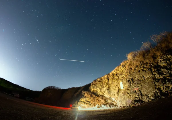 Nocne Gwiaździste Niebo Meteorytami Zdjęcie Stockowe