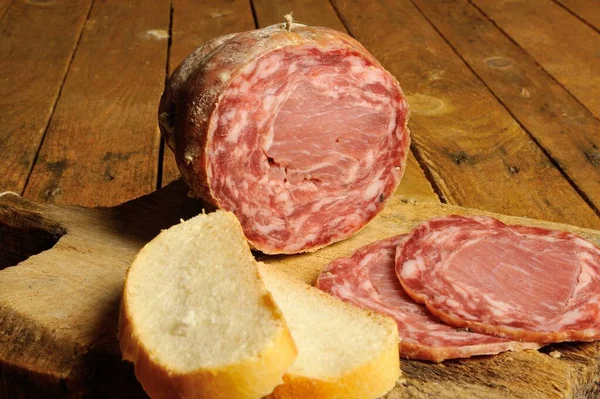 typical traditional Italian salami and salami sandwich