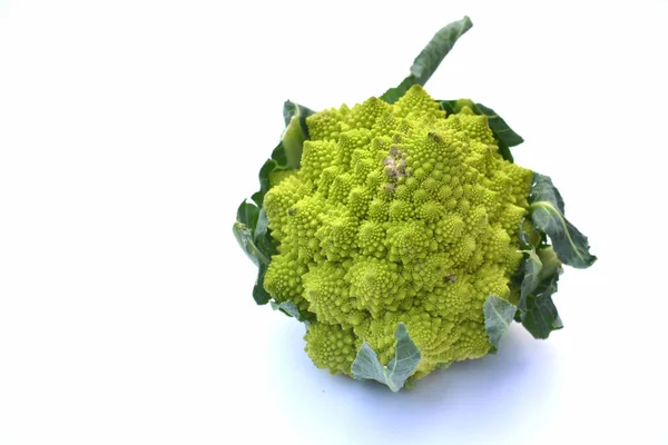 Romanesco Green Cauliflower Front White Background — Stock Photo, Image