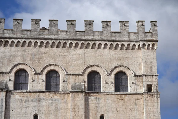 Palazzo Dei Consoli Gubbio Λεπτομερής Προβολή — Φωτογραφία Αρχείου