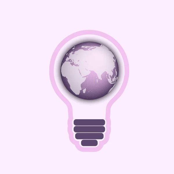 Light bulb with a world globe — Stock Vector