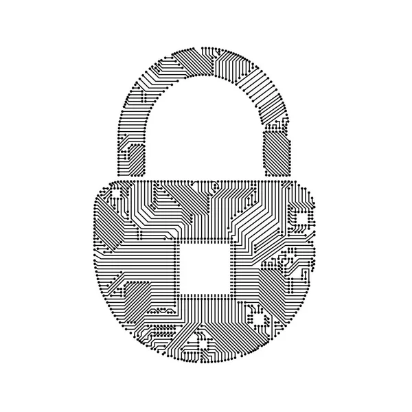 Padlock circuit on white — Stock Vector