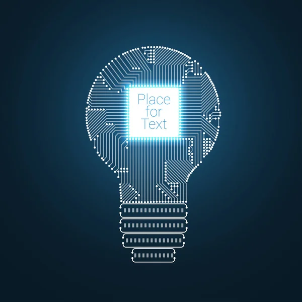 Light bulb idea icon with circuit board inside — Stock Vector