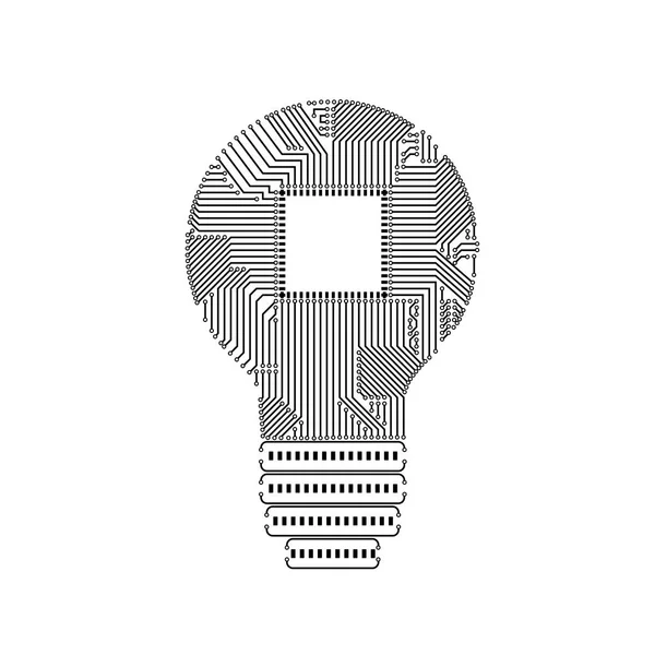 Icona idea lampadina con circuito stampato all'interno — Vettoriale Stock