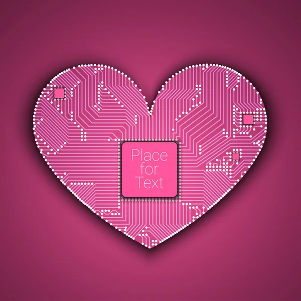 Схема платы сердце с процессором внутри — стоковый вектор