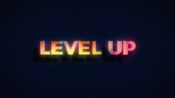 Retro Level Up Text Glitch — Stockvideo