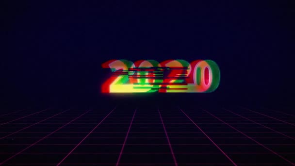 Retro 2020 Nowy Rok Cyfrowa usterka — Wideo stockowe