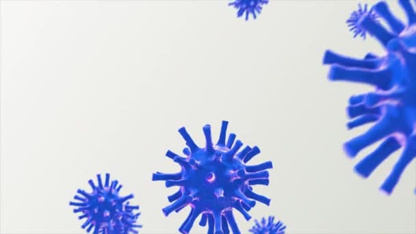 Μπλε Coronavirus 2019-nCoV Loopable Fly — Αρχείο Βίντεο