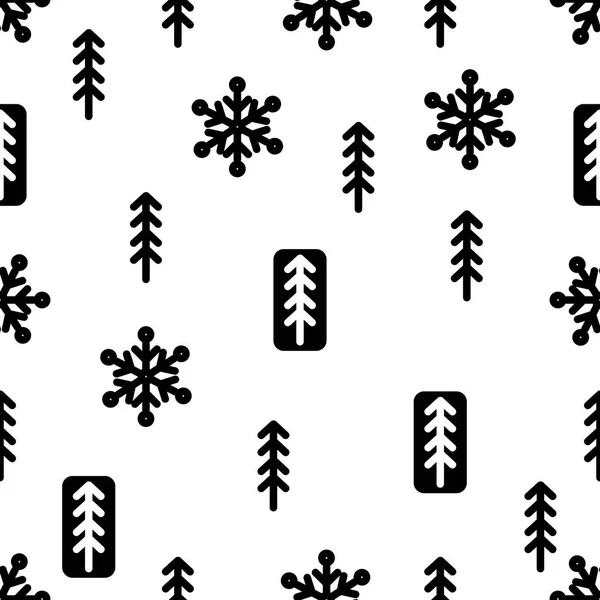 Vector navidad fondo abstracto copos de nieve y árboles de Navidad — Vector de stock