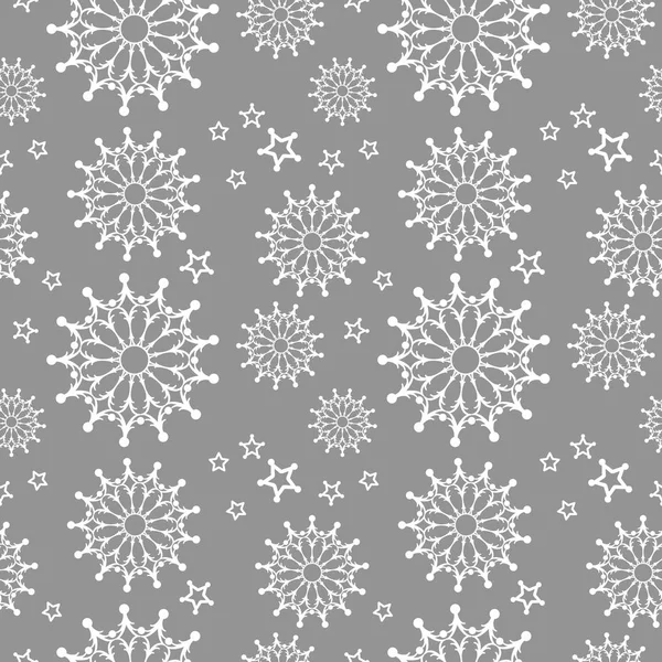 Vector abstract seamless snowflake pattern white and gray color — Stock Vector