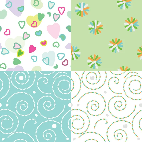 Set of vector seamless funny children`s patterns — Stock Vector