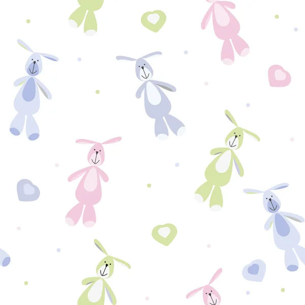 Vector seamless baby pattern with bunnies — Stock Vector