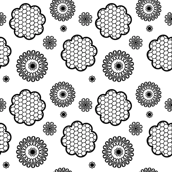 Vector naadloze patroon lace zwart-wit — Stockvector