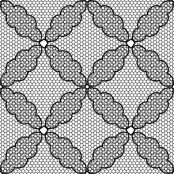 Vector seamless pattern lace black and white — Stock Vector