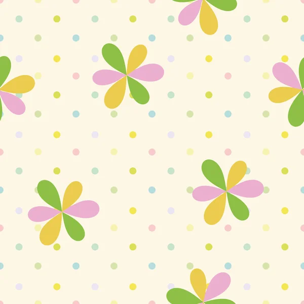 Vector seamless children`s pattern simple flowers — Stock Vector