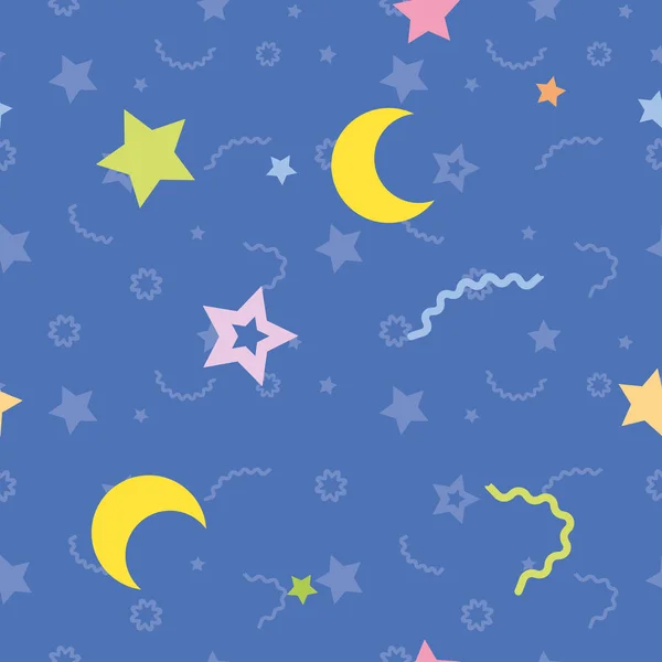 矢量无缝花纹的星星和月亮 — 图库矢量图片