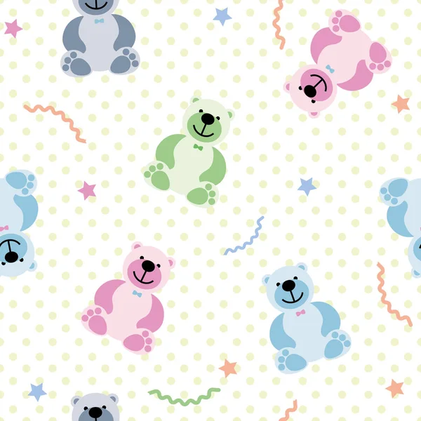 Motif sans couture vectoriel avec des ours jouets — Image vectorielle