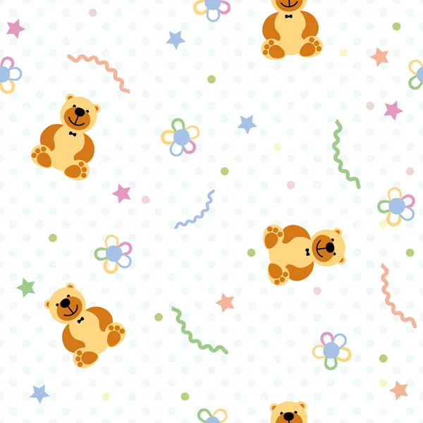 Motif sans couture vectoriel avec des ours jouets — Image vectorielle