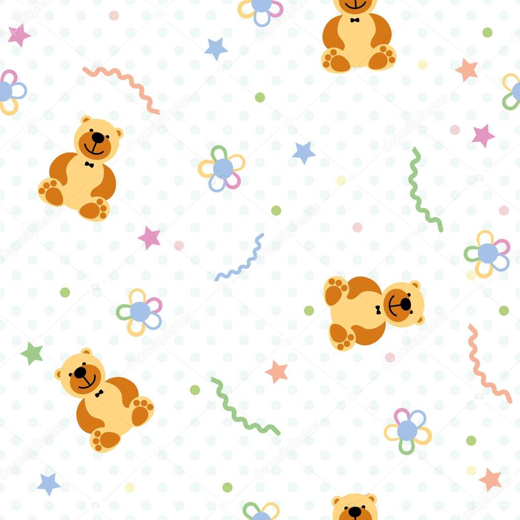 vector seamless pattern with toy bears