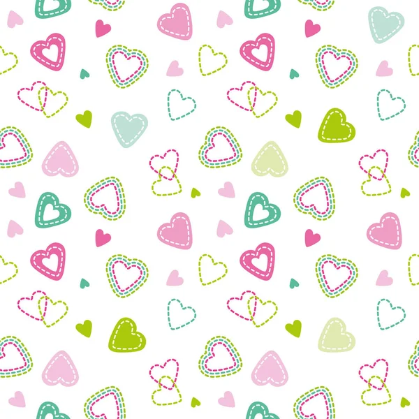 Vector Color Fondo Sin Costura Patrón Corazones — Vector de stock