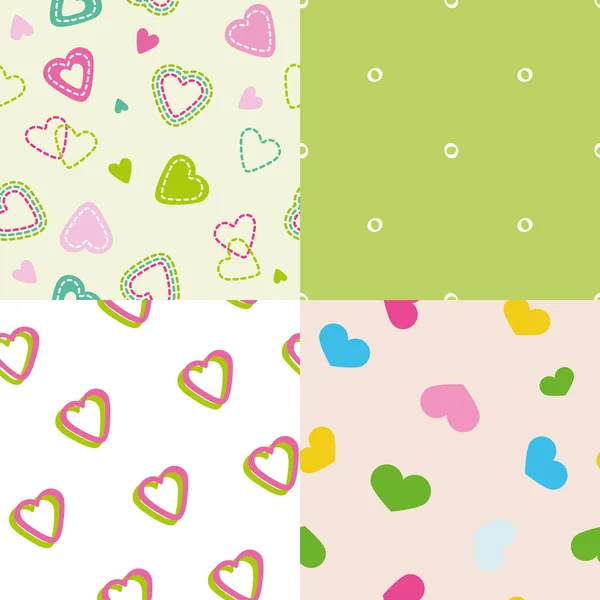 Vector Color Seamless Background Pattern Hearts — Stock Vector