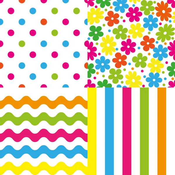 Set Vector Seamless Funny Abstract Colored Patterns — Stock Vector