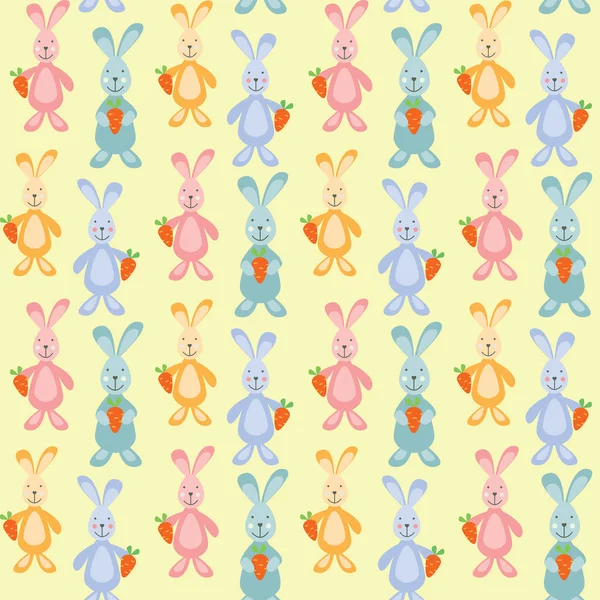 Векторний Безшовний Дитячий Візерунок Фоновий Кролик Морквою — стоковий вектор