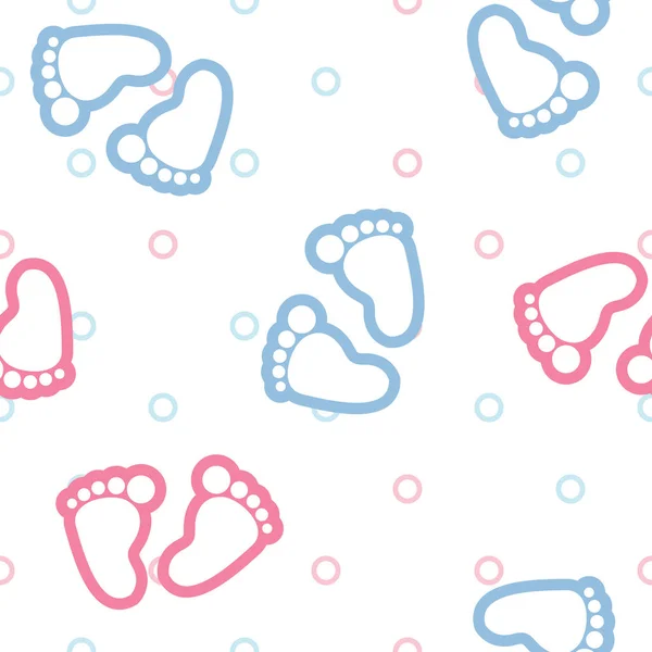 Wektor Bezszwowe Tło Wzór Baby Footprints — Wektor stockowy