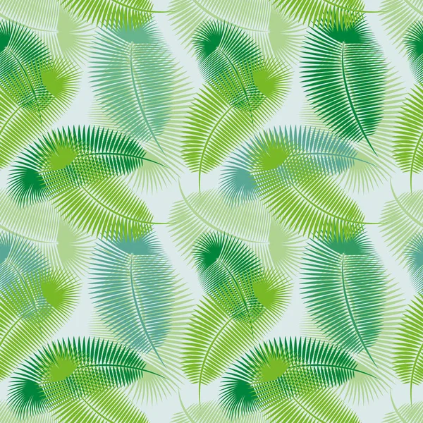 Vector Seamless Pattern Green Palm Leaves — Stock Vector
