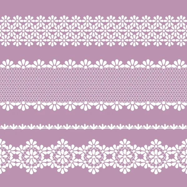 Vector Seamless Lace Braid Lilac White Color — Stock Vector