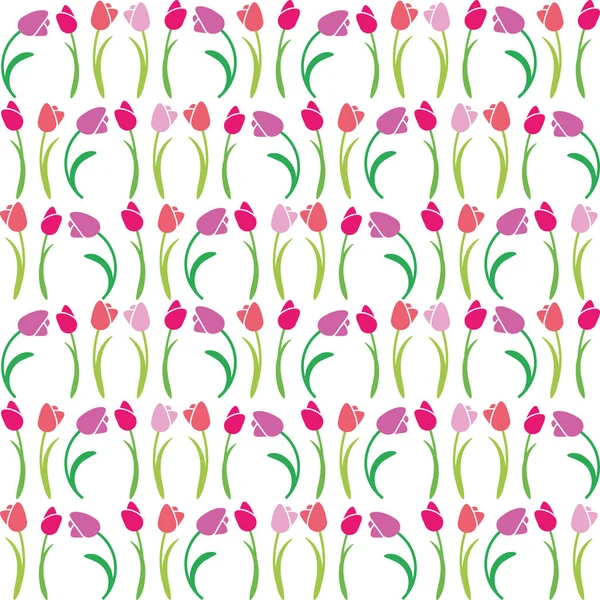 Illustrazione Vettoriale Tulipani Modello Senza Soluzione Continuità — Vettoriale Stock