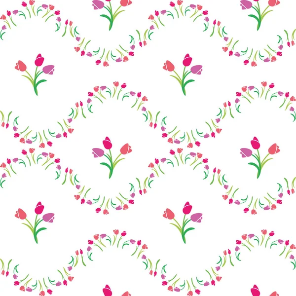 Vector Illustration Seamless Pattern Tulips — Stock Vector