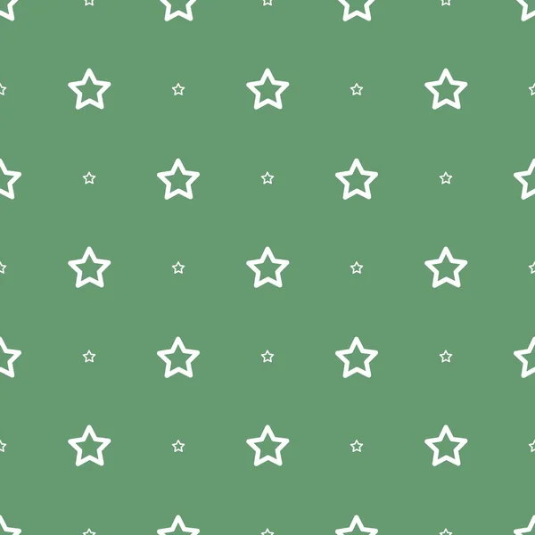 Vector Seamless Star Pattern White Green — Stock Vector