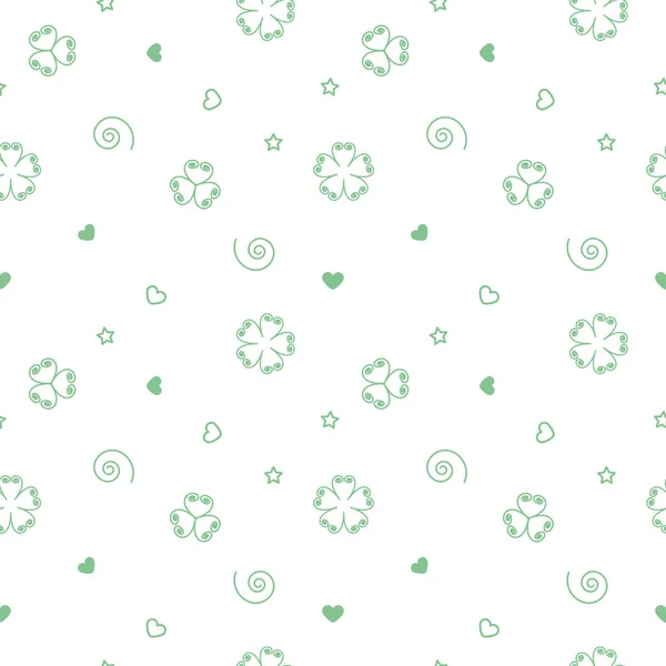Vektor Dekor Nahtlose Muster Blumen Grüne Farbe — Stockvektor