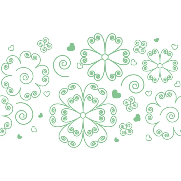 Decoración Vectorial Patrón Sin Costuras Flores Color Verde — Archivo Imágenes Vectoriales